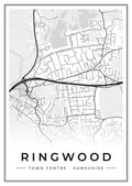 Street map poster of Ringwood town centre, Hampshire