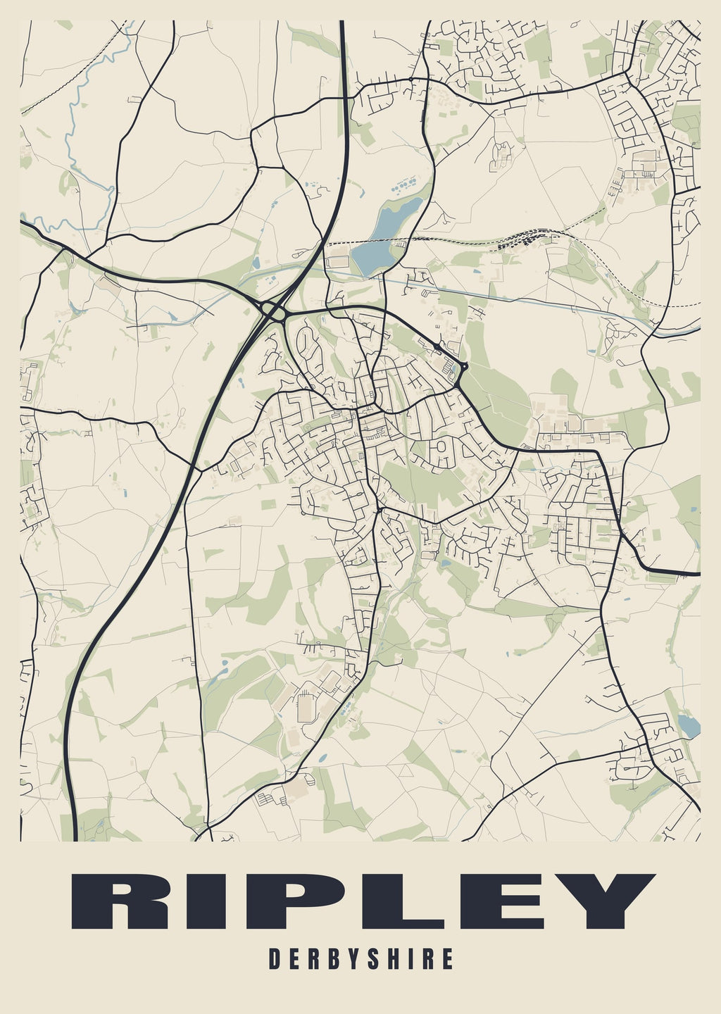 Street map poster of Ripley, Derbyshire