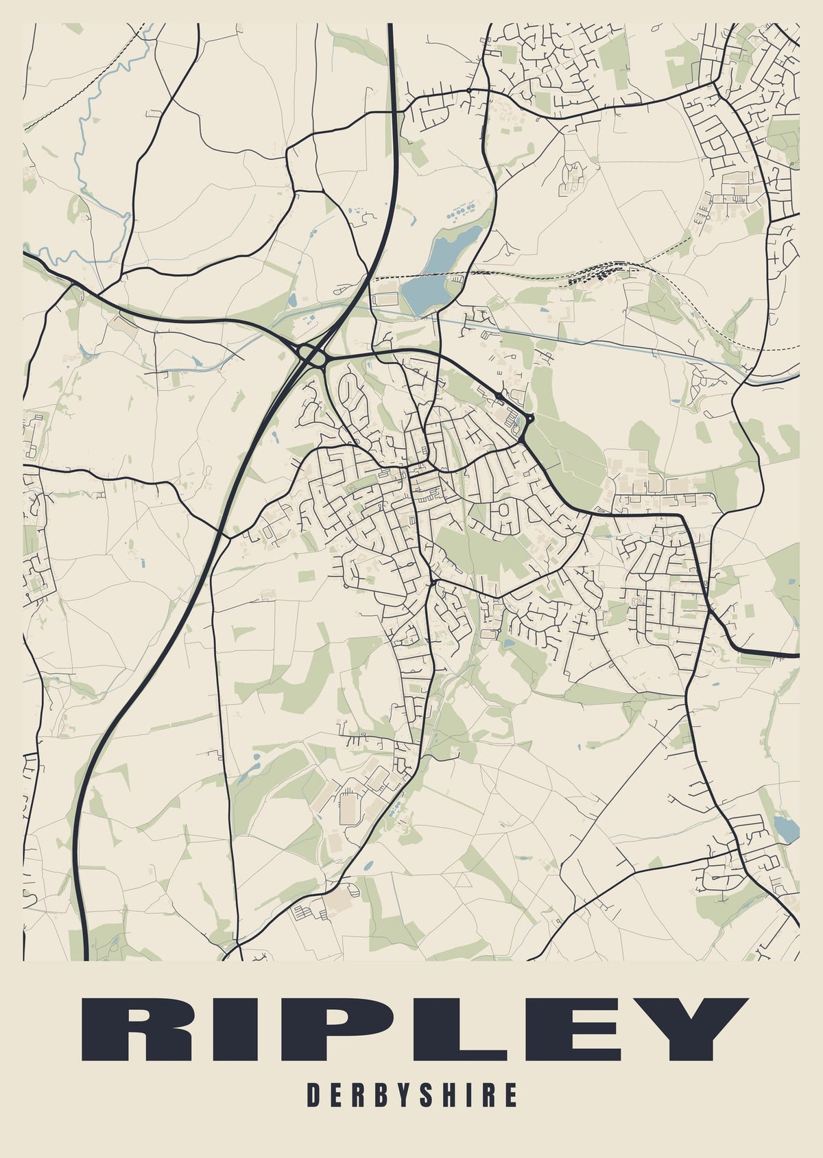 Street map poster of Ripley, Derbyshire