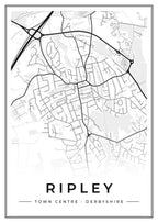 Street map poster of Ripley town centre, Derbyshire