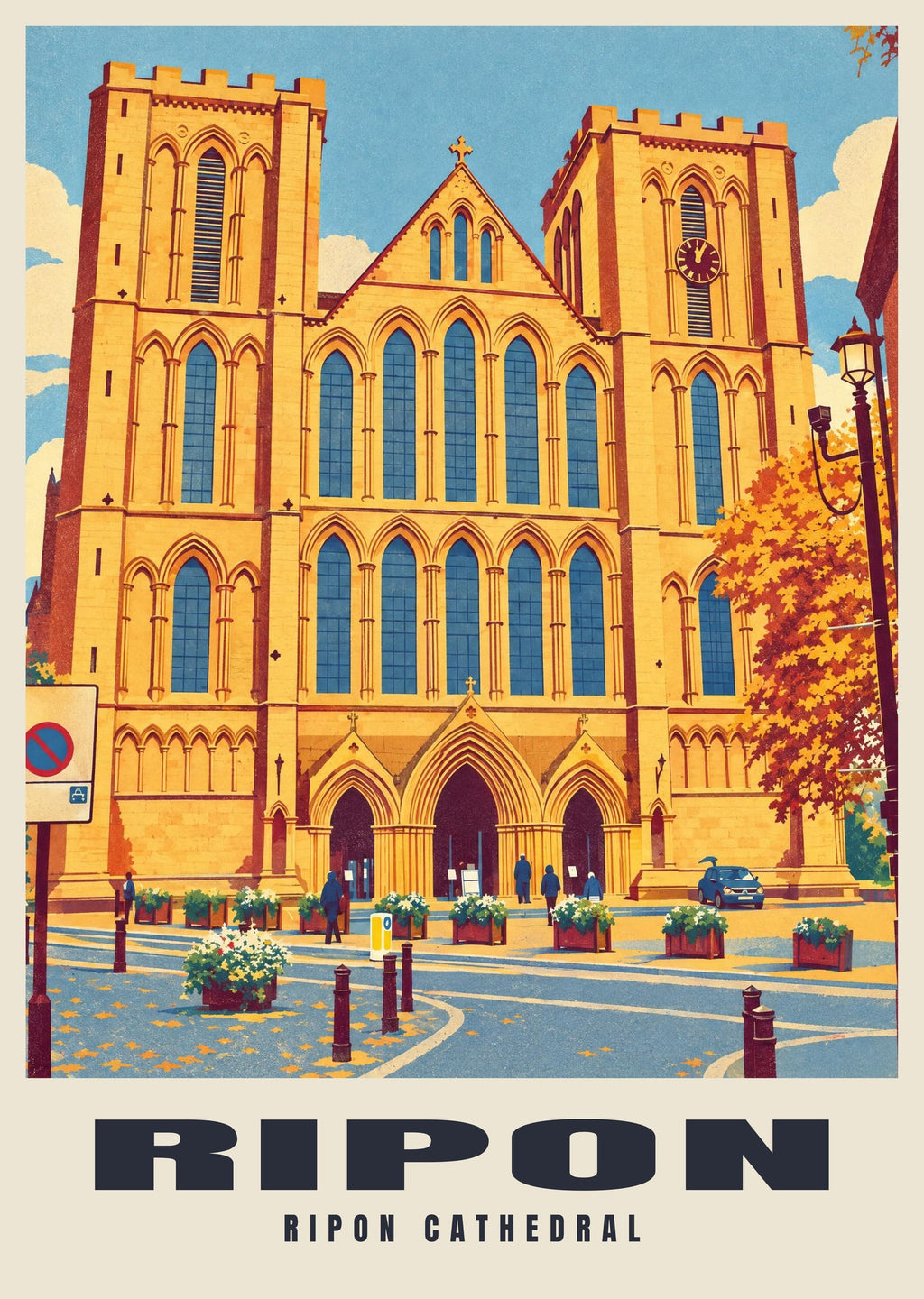 Ripon Cathedral poster, Retro Railway style