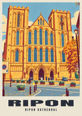 Ripon Cathedral poster, Retro Railway style