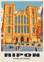 Ripon Cathedral poster, Retro Railway style