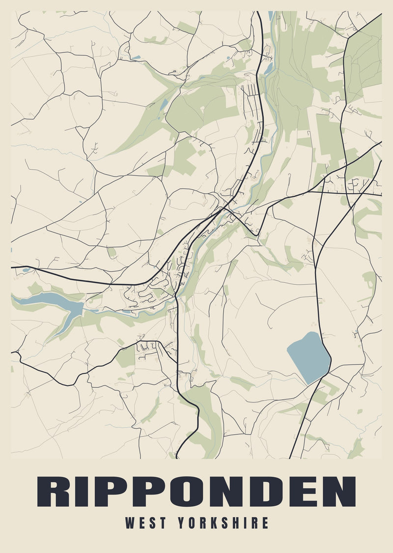 Ripponden Street Map Poster