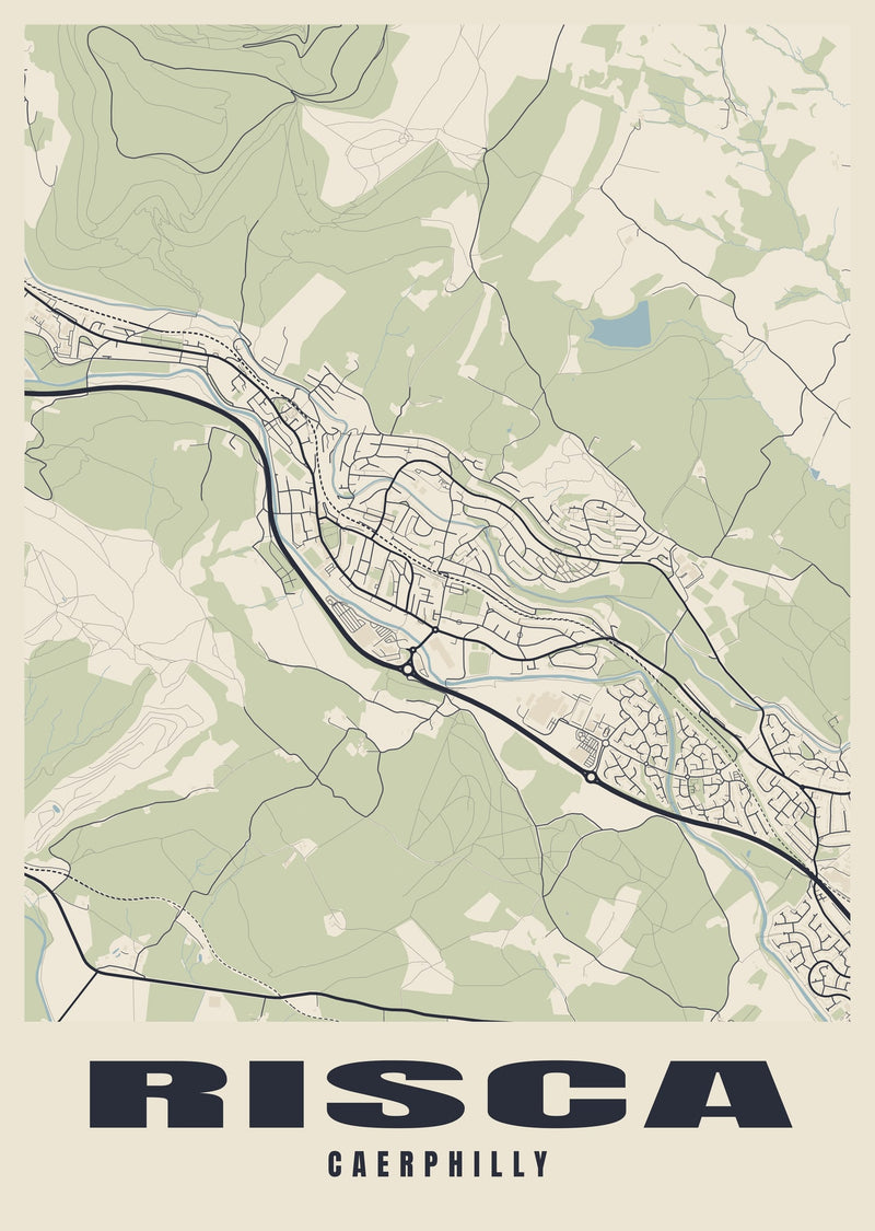 Risca Street Map Poster