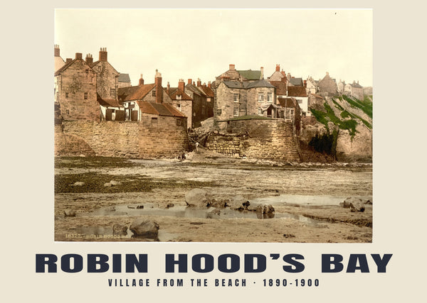 Village from the beach, Robin Hood’s Bay — 1890–1900 · Vintage photochrom print