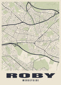 Street map poster of Roby, Merseyside