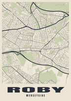 Street map poster of Roby, Merseyside