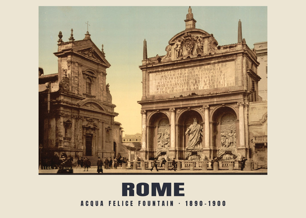 Acqua Felice Fountain, Rome, 1890–1900 heritage photograph