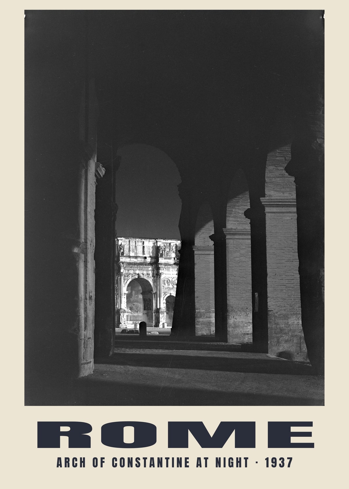 Arch of Constantine at Night, Rome, 1937 heritage photograph