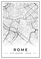 Street map poster of Rome city centre, Lazio