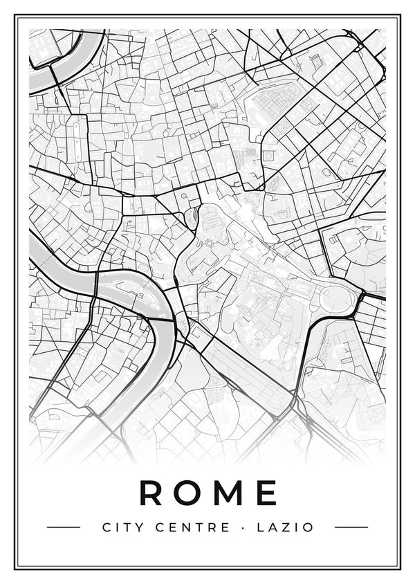 Rome City Centre Street Map Poster