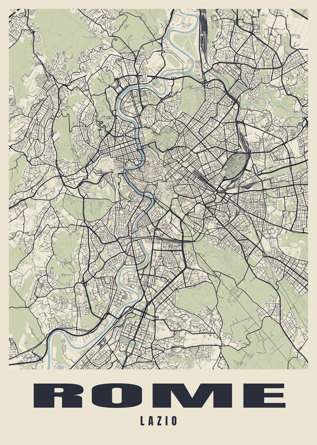Street map poster of Rome, Lazio