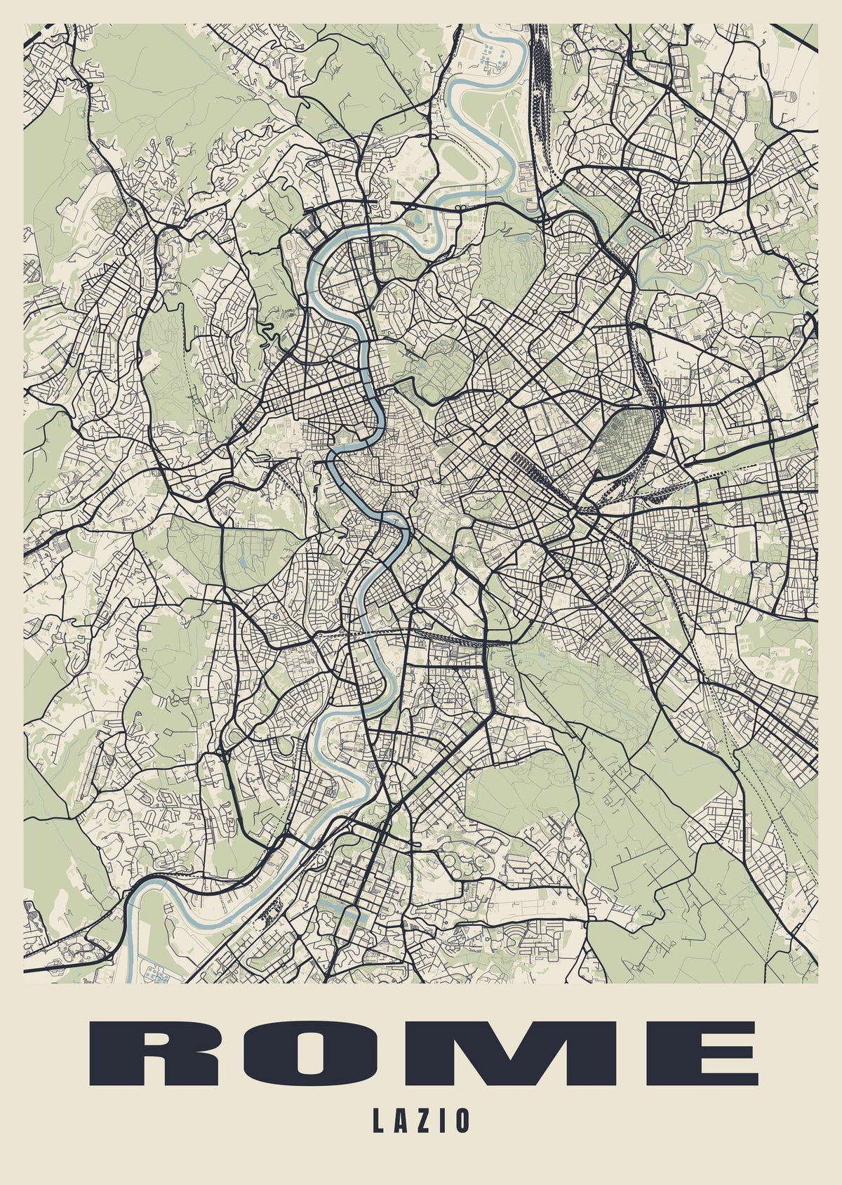 Street map poster of Rome, Lazio