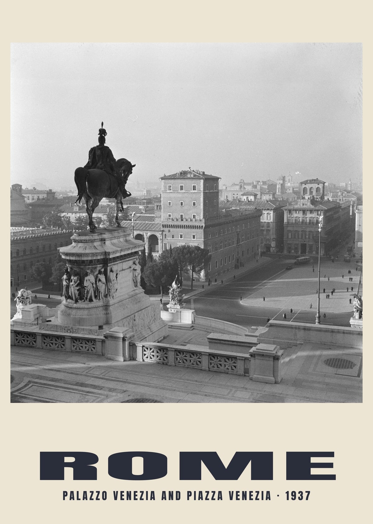 Palazzo Venezia and Piazza Venezia, Rome, 1937 heritage photograph