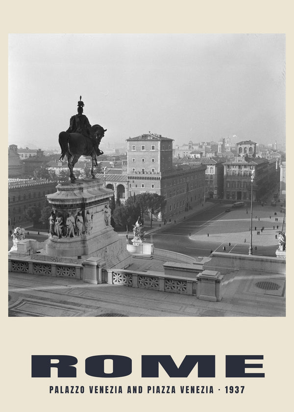 Palazzo Venezia and Piazza Venezia, Rome — 1937 · Historic photograph print