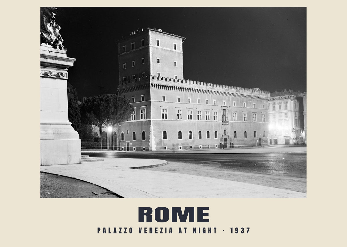 Palazzo Venezia at Night, Rome, 1937 heritage photograph