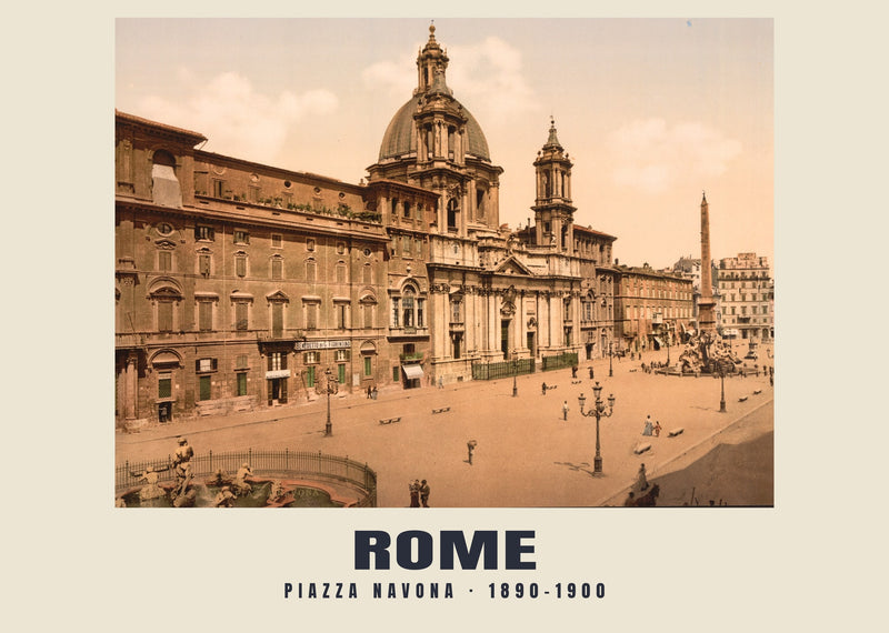 Piazza Navona, Rome — 1890–1900 · Vintage photochrom print
