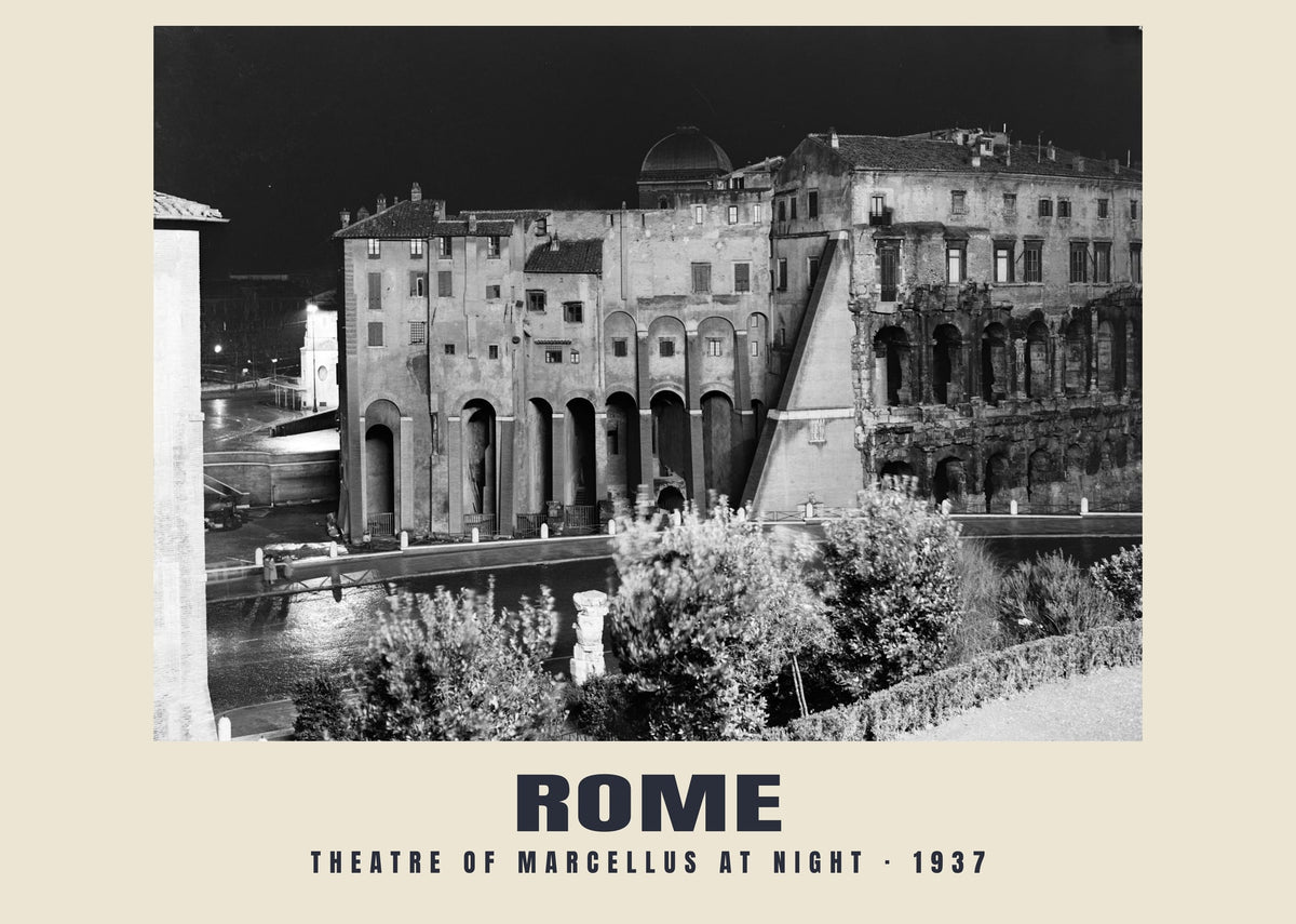 Theatre of Marcellus at Night, Rome, 1937 heritage photograph