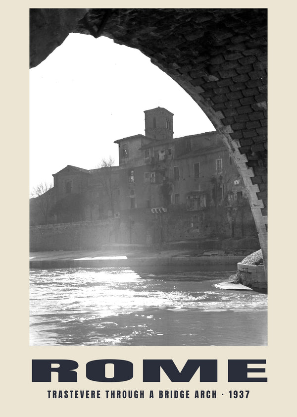 Trastevere through a Bridge Arch, Rome — 1937 · Historic photograph print