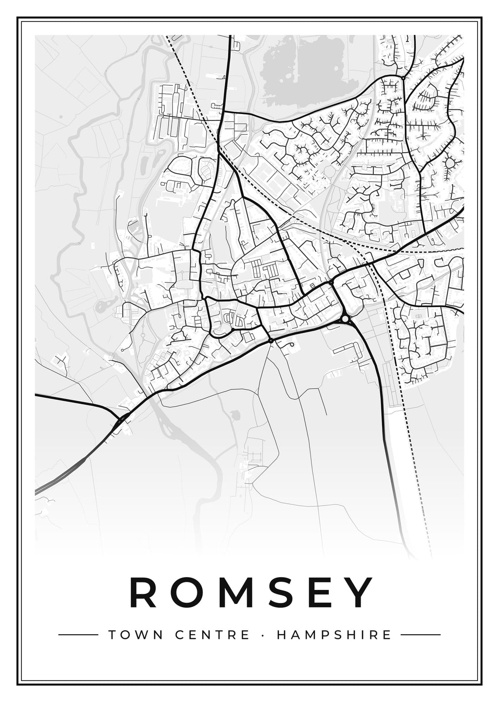 Street map poster of Romsey town centre, Hampshire