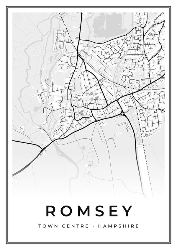 Romsey Town Centre Street Map Poster