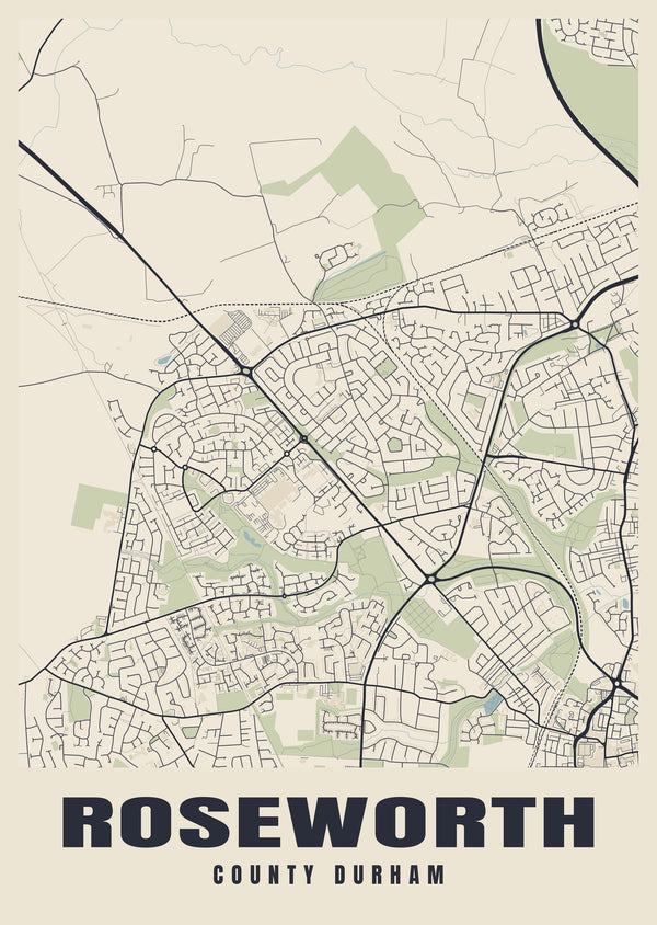 Roseworth Street Map Poster