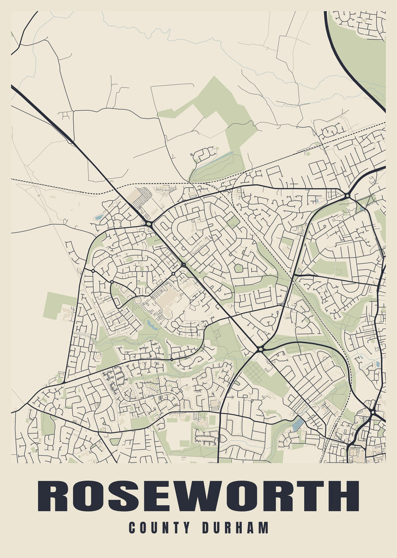 Roseworth Street Map Poster