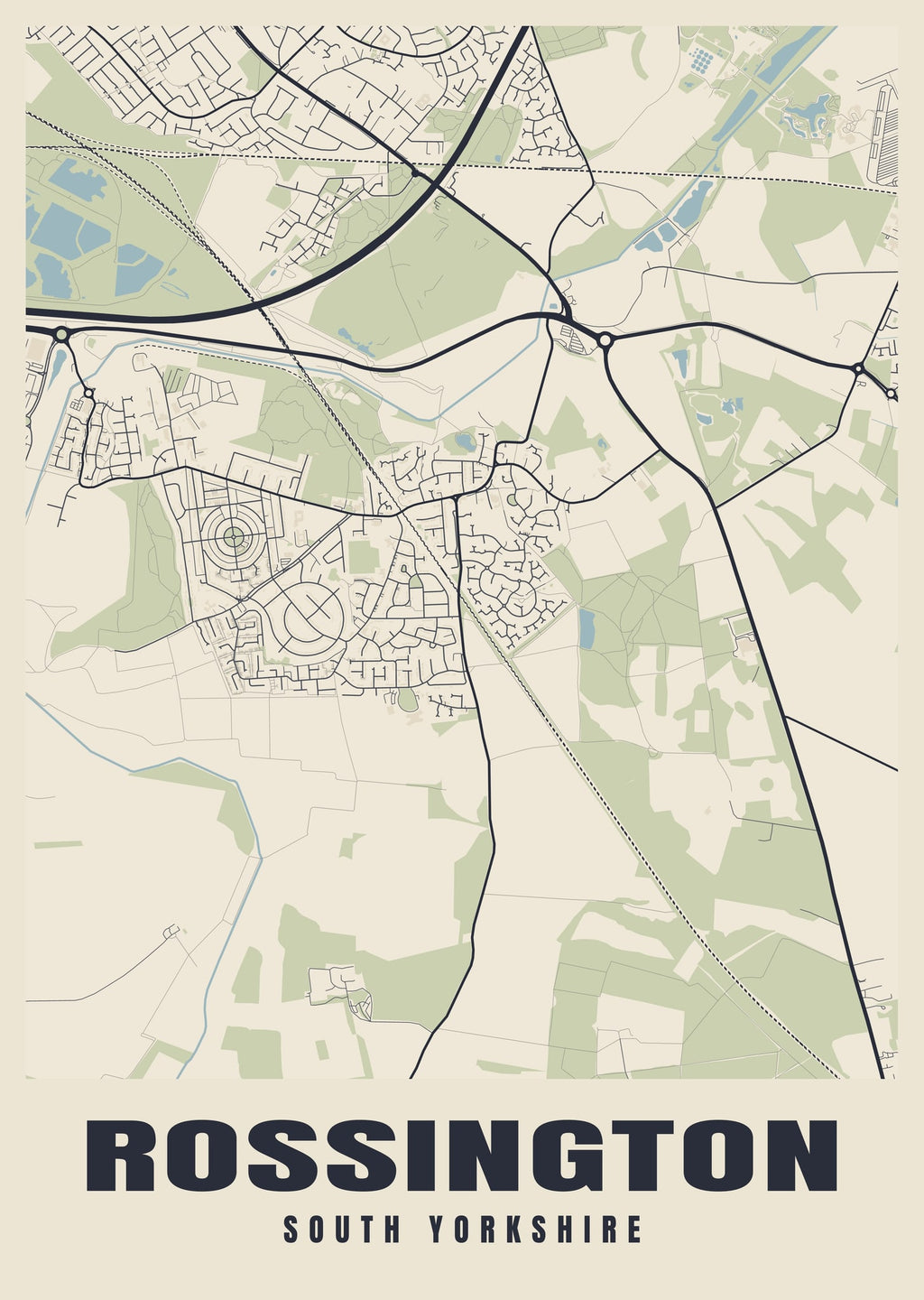 Street map poster of Rossington, South Yorkshire