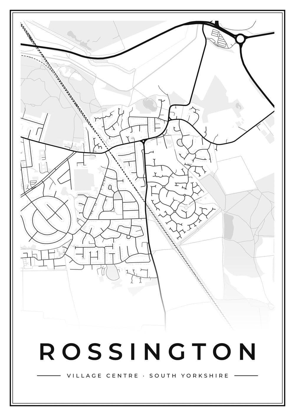 Rossington Village Centre Street Map Poster