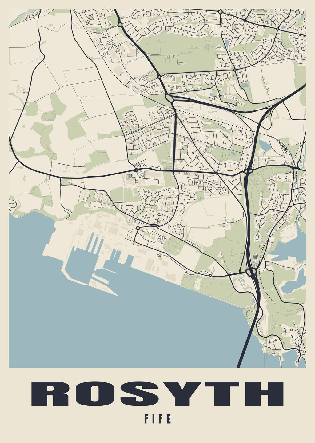 Street map poster of Rosyth, Fife