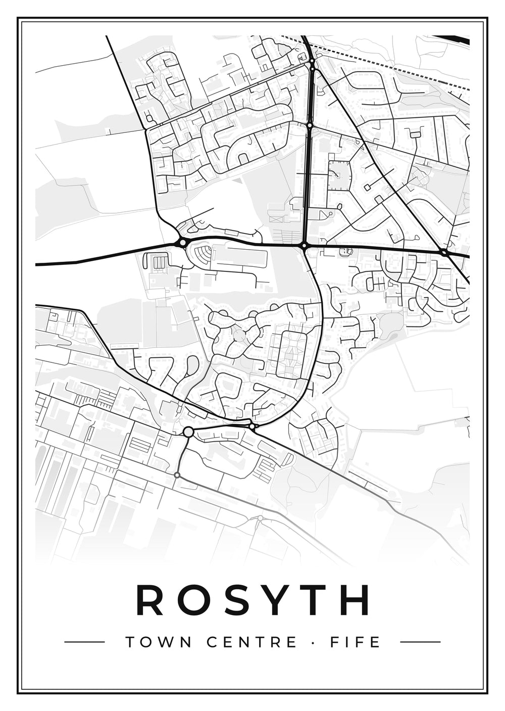 Rosyth Town Centre Street Map Poster