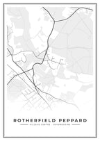 Street map poster of Rotherfield Peppard village centre, Oxfordshire