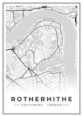 Street map poster of Rotherhithe, Southwark, London