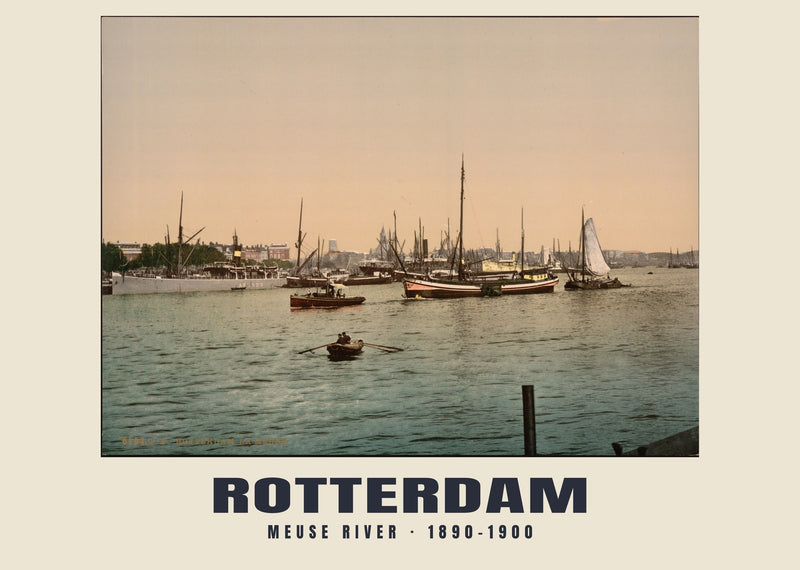 Meuse River, Rotterdam — 1890–1900 · Vintage photochrom print