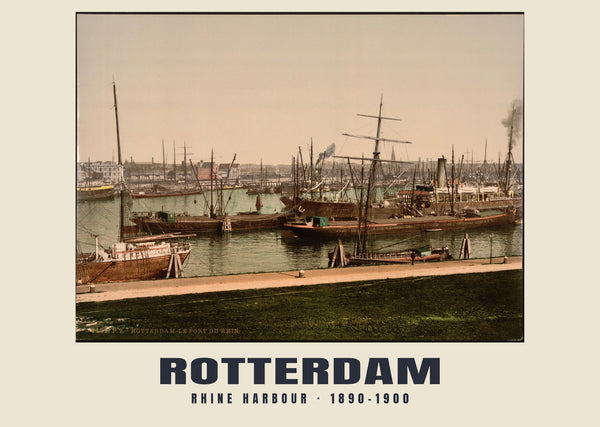 Rhine Harbour, Rotterdam — 1890–1900 · Vintage photochrom print