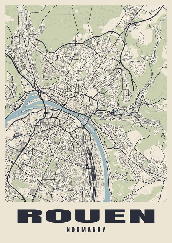 Rouen Street Map Poster