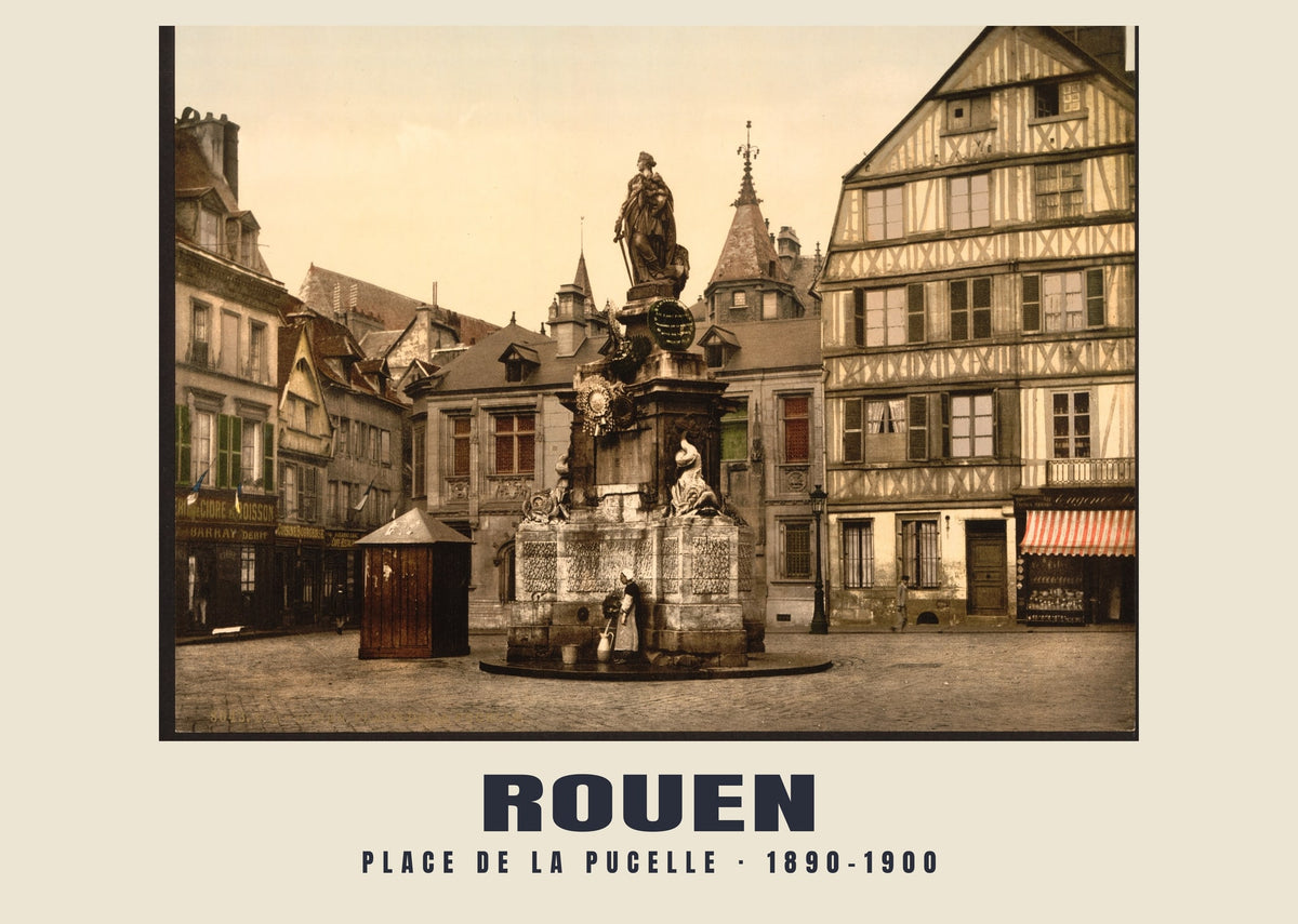 Place de la Pucelle, Rouen — Vintage photochrom print, 1890–1900
