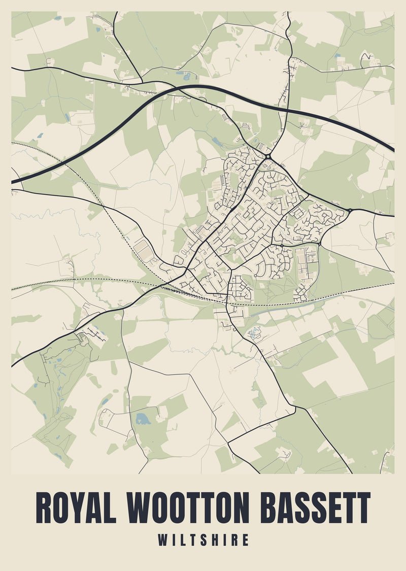 Royal Wootton Bassett Street Map Poster