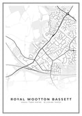 Street map poster of Royal Wootton Bassett town centre, Wiltshire