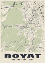 Street map poster of Royat, Auvergne-Rhône-Alpes