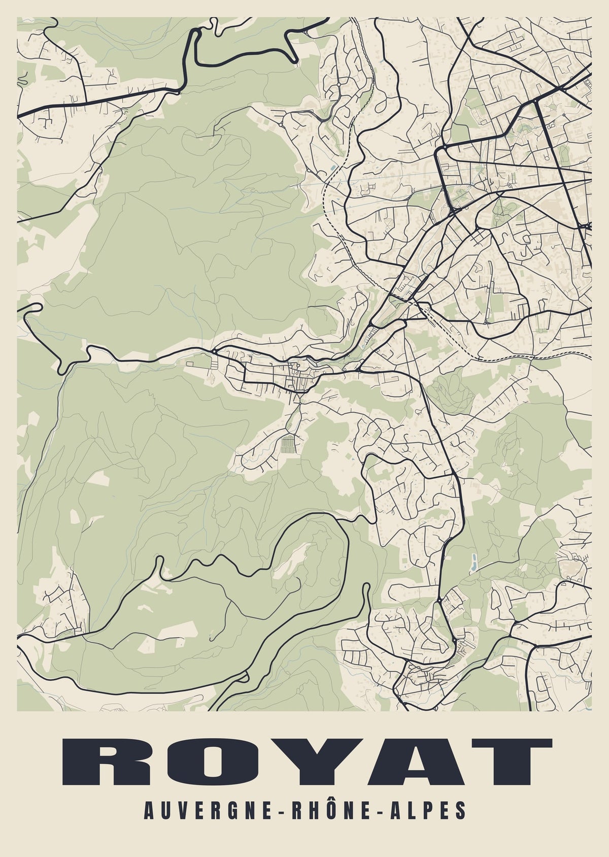 Street map poster of Royat, Auvergne-Rhône-Alpes