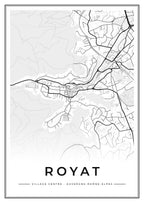 Street map poster of Royat village centre, Auvergne-Rhône-Alpes