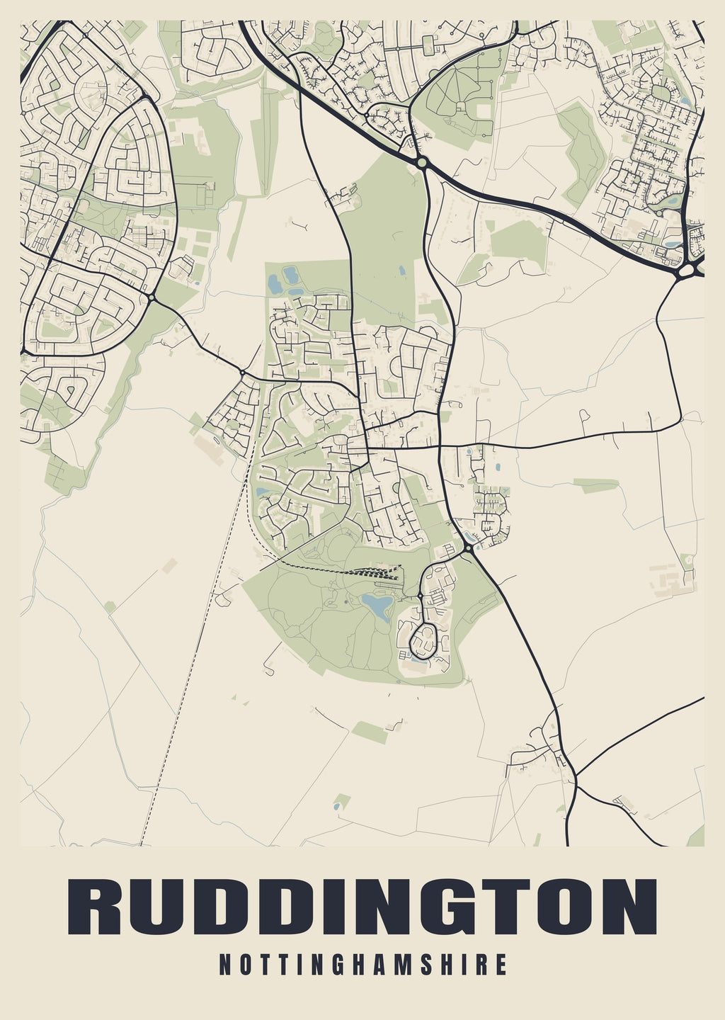 Street map poster of Ruddington, Nottinghamshire