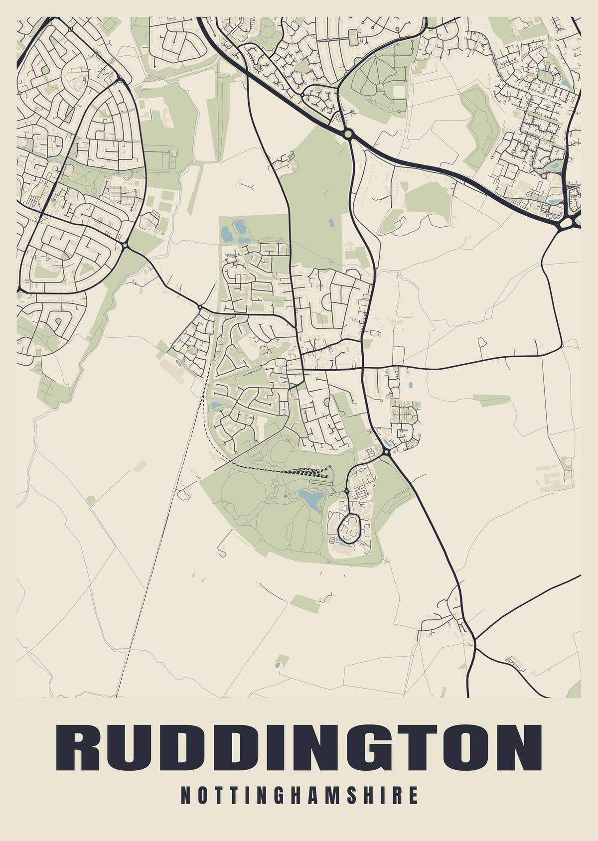 Street map poster of Ruddington, Nottinghamshire