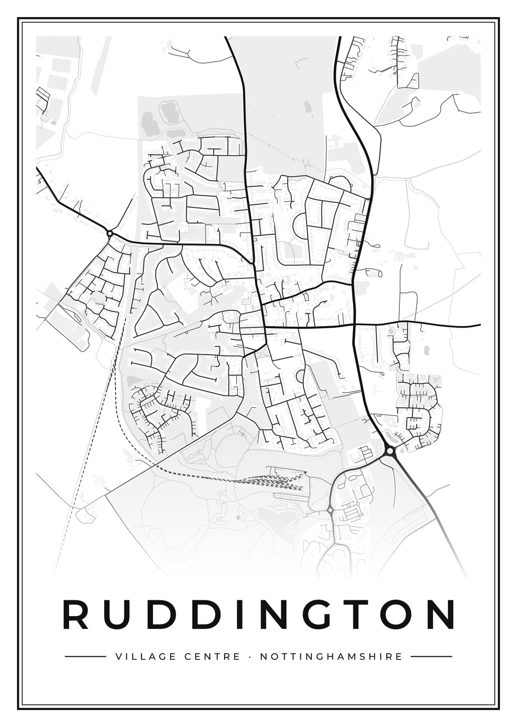 Street map poster of Ruddington village centre, Nottinghamshire