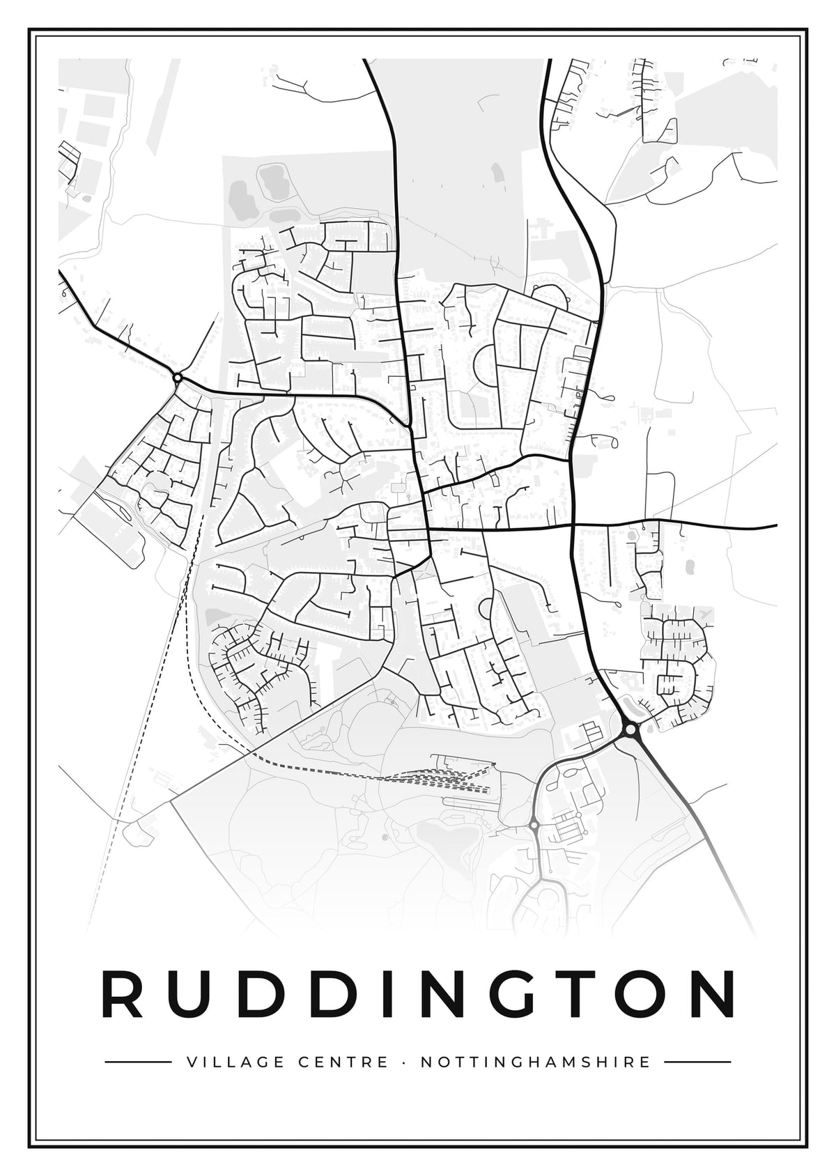 Street map poster of Ruddington village centre, Nottinghamshire