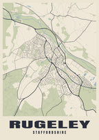Street map poster of Rugeley, Staffordshire