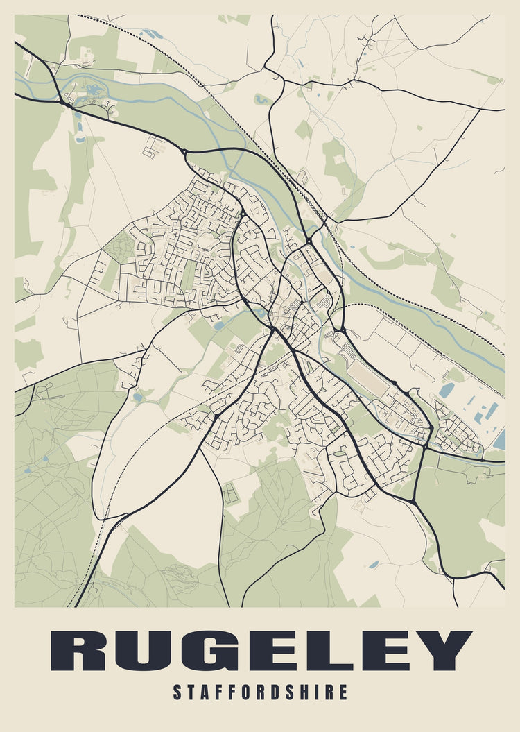 Rugeley Street Map Poster