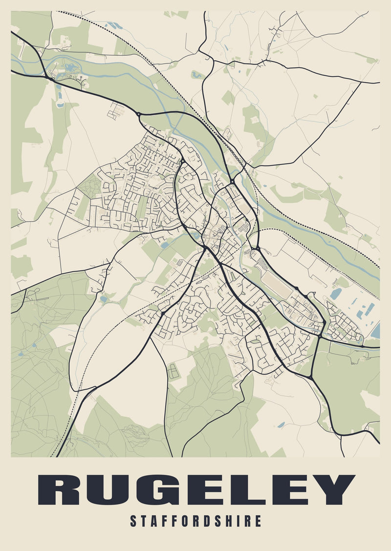 Rugeley Street Map Poster